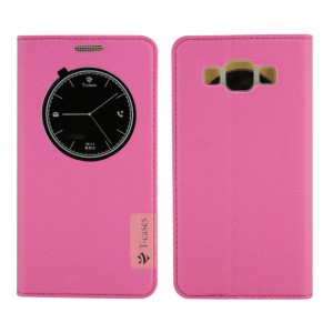 Chtech Samsung Galaxy A500 A5 2015 Uyumlu Kapaklı Kılıf Kapaklı Kılıf (Pembe Açık) NT-5191
