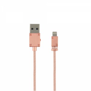 Helt HT-DC04 Metal Örgü 100 Cm Lightning Şarj ve Data Kablosu (Rose Gold) NT-31282