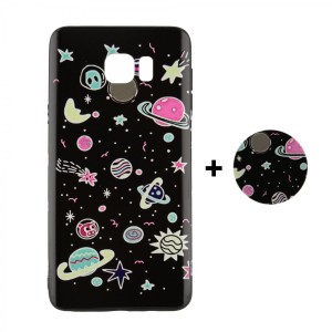 Nettech Samsung Galaxy N920 Note 5 Uyumlu Desenli Popsocket Seri Arka Koruma Kılıf (Çeşitli Desen) VR-20253