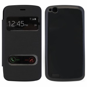 Nettech General Mobile Discovery E3 Uyumlu Pencereli Kapaklı Kılıf (Siyah) NT-3160