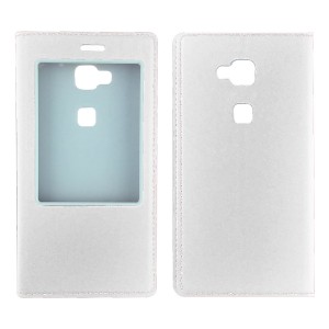 Nettech Huawei Ascend G8 Uyumlu Pencereli Kapaklı Kılıf (Beyaz) VR-1707