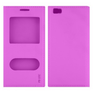 Nettech Huawei P8 Lite Uyumlu Pencereli Kapaklı Kılıf (Pembe) VR-2008