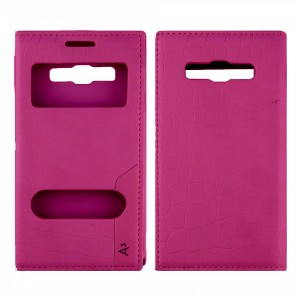 Samsung Samsung Galaxy A300 A3 2015 Uyumlu Pencereli Kapaklı Kılıf (Pembe) VR-5385