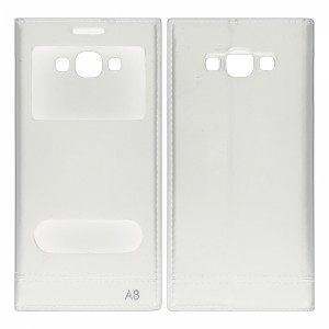 Samsung Samsung Galaxy A8 Uyumlu Pencereli Kapaklı Kılıf (Beyaz) VR-5388