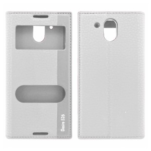 Nettech HTC Desire 526 Uyumlu Pencereli Kapaklı Kılıf (Beyaz) VR-8001