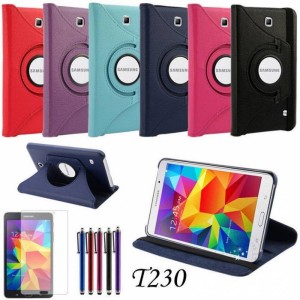 Nettech Samsung Galaxy T230 Tab 4 7.0 Uyumlu 360 Kapaklı Kılıf (Kırmızı) VR-13536