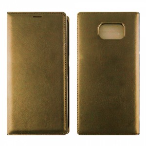 Nettech Samsung Galaxy G920 S6 Uyumlu Pencereli Kapaklı Kılıf (Gold) VR-9077