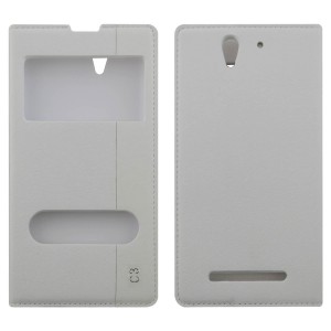 Nettech Sony Xperia C3 Dual Uyumlu Kapaklı Kılıf Kapaklı Kılıf (Beyaz) NT-4515