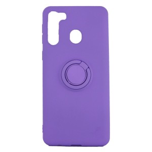 Nettech Samsung Galaxy A21 Uyumlu Viktor Yüzüklü Arka Koruma Kılıf (Lila) VR-21253