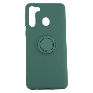 Nettech Samsung Galaxy A21 Uyumlu Viktor Yüzüklü Arka Koruma Kılıf (Yeşil) VR-21242