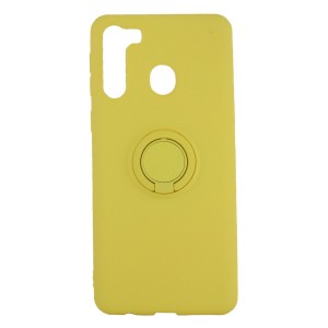 Nettech Samsung Galaxy A21 Uyumlu Viktor Yüzüklü Arka Koruma Kılıf (Sarı) VR-21241