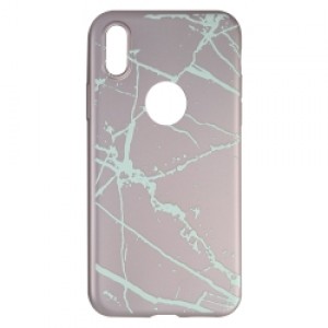 Nettech Apple iPhone X Uyumlu Mermer Desenli Arka Koruma Kılıf (Rose Gold) VR-4415