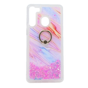 Nettech Samsung Galaxy A21 Uyumlu Mermer Desenli Arka Koruma Kılıf (Pembe) NT-79057