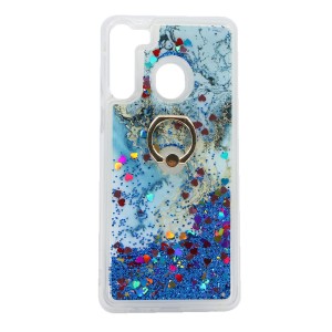 Nettech Samsung Galaxy A21 Uyumlu Mermer Desenli Arka Koruma Kılıf (Mavi) NT-79056