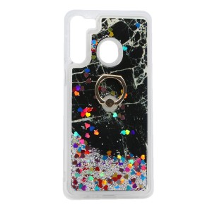 Nettech Samsung Galaxy A21 Uyumlu Mermer Desenli Arka Koruma Kılıf (Siyah) NT-79054