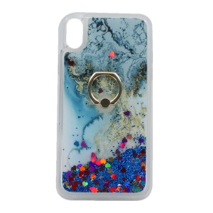 Nettech Apple iPhone XR Uyumlu Mermer Desenli Arka Koruma Kılıf (Mavi) NT-79039