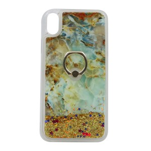 Nettech Apple iPhone XR Uyumlu Mermer Desenli Arka Koruma Kılıf (Gold) NT-79038