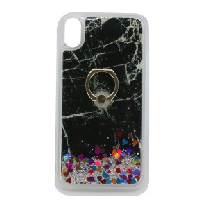 Nettech Apple iPhone XR Uyumlu Mermer Desenli Arka Koruma Kılıf (Siyah) NT-79037