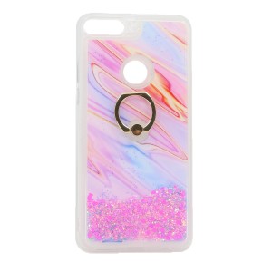 Nettech Huawei Y7 2018 Uyumlu Mermer Desenli Arka Koruma Kılıf (Pembe) NT-79009