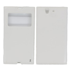 Nettech Sony Xperia Z Uyumlu Pencereli Kapaklı Kılıf (Beyaz) VR-8339