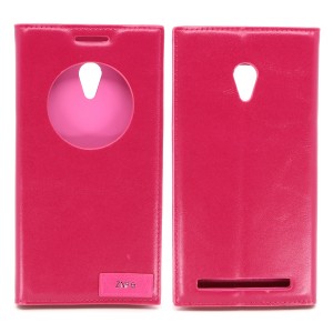 Nettech Asus Zenfone 6 A600Cg Uyumlu Pencereli Kapaklı Kılıf (Pembe) VR-8266