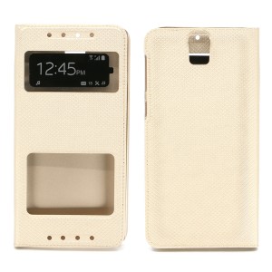 Nettech HTC E9 Uyumlu Pencereli Kapaklı Kılıf (Gold) VR-8955