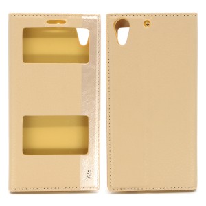 Nettech HTC Desire 728 Uyumlu Pencereli Kapaklı Kılıf (Gold) VR-1968