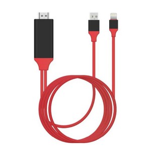 Nettech NTC2100 Plastik 100 Cm Lightning + USB To Hdmi Kablo (Kırmızı) NT-79487
