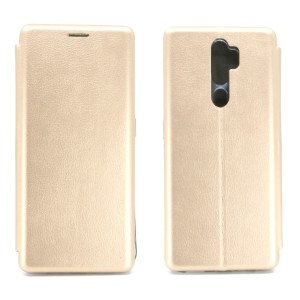Nettech Oppo A5 2020 Uyumlu Lüx Seri Kapaklı Kılıf (Gold) NT-79531