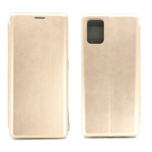 Nettech Samsung Galaxy A71 Uyumlu Lüx Seri Kapaklı Kılıf (Gold) NT-79539