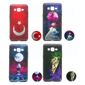 Nettech Samsung Galaxy G531 Grand Prime Uyumlu NT-79692 Desenli Popsocket Seri Arka Koruma Kılıf (Çeşitli Desen) NT-79692