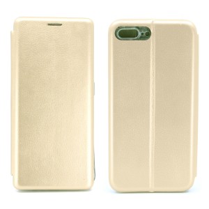 Nettech Apple iPhone 7 Plus Uyumlu Lüx Seri Kapaklı Kılıf (Gold) NT-79889