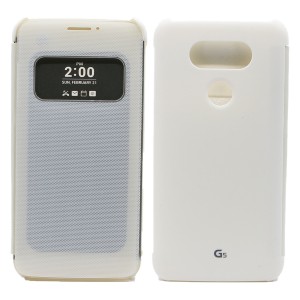 Nettech LG G5 Uyumlu Pencereli Kapaklı Kılıf (Beyaz) VR-8888