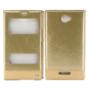 Nettech Sony Xperia E4 Uyumlu Kapaklı Kılıf Kapaklı Kılıf (Gold) VR-5400