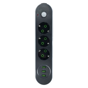 Paleon JN-3803 ,3 lü Priz+Çoklu Usb+Fiş Kablo 6200 mAh Şarj Aleti (Siyah) NT-81182