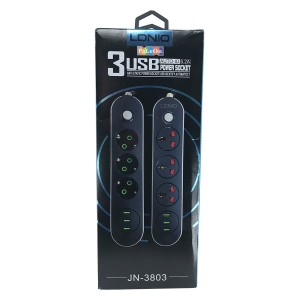 Paleon JN-3803 ,3 lü Priz+Çoklu Usb+Fiş Kablo 6200 mAh Şarj Aleti (Siyah) NT-81182