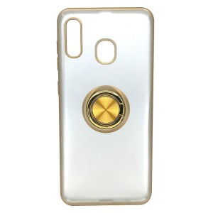 Nettech Samsung Galaxy A20 Uyumlu Buzlu Yüzüklü Arka Koruma Kılıf (Gold) NT-81709