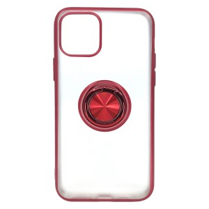 Nettech Apple iPhone 11 Pro Max Uyumlu Buzlu Yüzüklü Arka Koruma Kılıf (Kırmızı) NT-81717