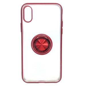 Nettech Apple iPhone X Uyumlu Buzlu Yüzüklü Arka Koruma Kılıf (Kırmızı) NT-79839