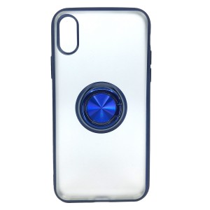 Nettech Apple iPhone XS Max Uyumlu Buzlu Yüzüklü Arka Koruma Kılıf (Lacivert) NT-81726