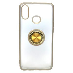 Nettech Samsung Galaxy A10S Uyumlu Buzlu Yüzüklü Arka Koruma Kılıf (Gold) NT-81769