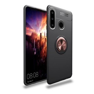 Nettech Huawei Y6P Uyumlu Ravel Seri Arka Koruma Kılıf (Siyah-Rose Gold) NT-81294
