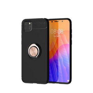 Nettech Huawei Y5p Uyumlu Ravel Seri Arka Koruma Kılıf (Siyah-Rose Gold) NT-81288