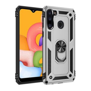 Nettech Samsung Galaxy A21 Uyumlu Panzer Seri Arka Koruma Kılıf (Gri) NT-81211