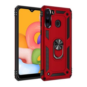 Nettech Samsung Galaxy A21 Uyumlu Panzer Seri Arka Koruma Kılıf (Kırmızı) NT-81207