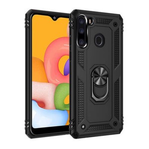 Nettech Samsung Galaxy A21 Uyumlu Panzer Seri Arka Koruma Kılıf (Siyah) NT-81206