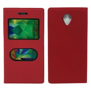 Nettech Vodafone Smart 7 Style Uyumlu Pencereli Kapaklı Kılıf (Kırmızı) VR-4958