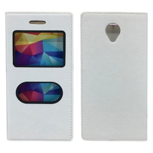Nettech Vodafone Smart 7 Style Uyumlu Pencereli Kapaklı Kılıf (Beyaz) VR-4956