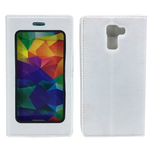 Nettech Huawei Honor 7 Uyumlu Pencereli Kapaklı Kılıf (Beyaz) VR-6531