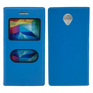 Nettech Vodafone Smart 7 Style Uyumlu Pencereli Kapaklı Kılıf (Lacivert) VR-4960
